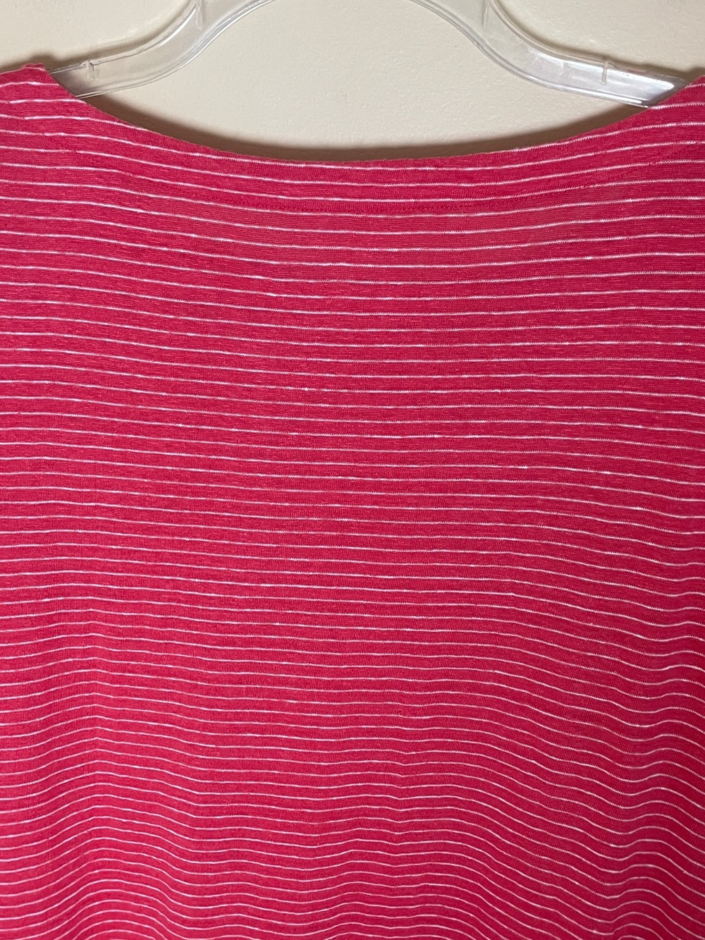 Eileen Fisher Dress Size 1X Red Striped Organic Linen Pockets 3/4 Sleeves - Picture 4 of 12